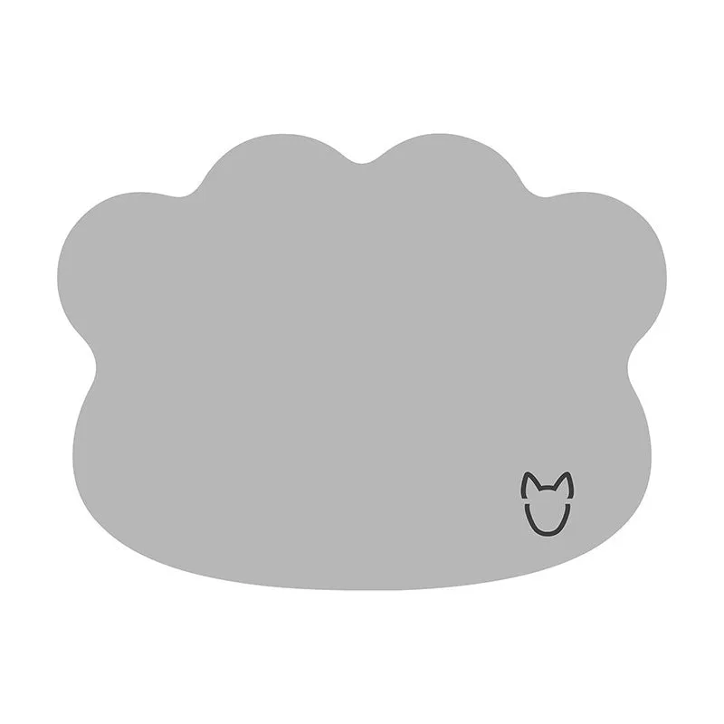 Ice silk pet cooling mat for dogs with a simple dog head silhouette, shown in light grey.