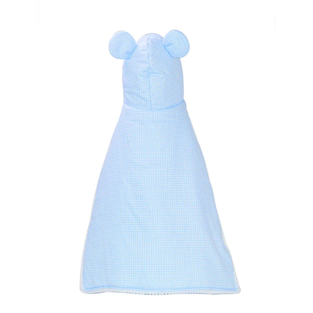 Cute plaid cotton dog cloak in blue grid, shown as a pet quilt with Chinese style, size M