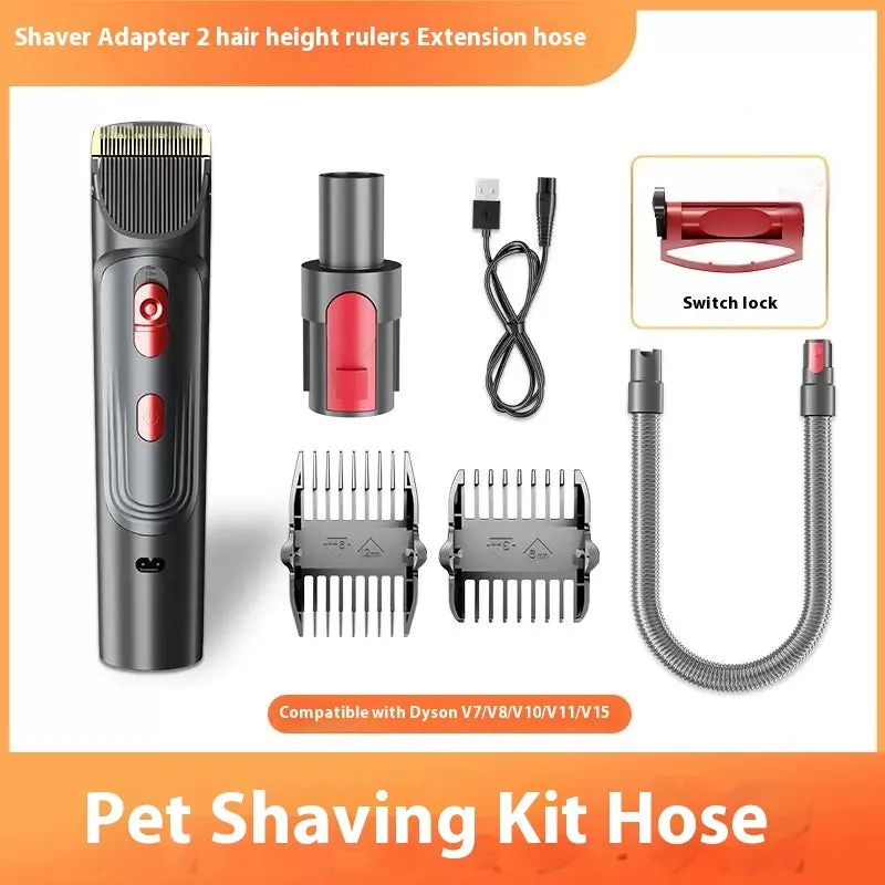 Pet hair suction head grooming kit with comb attachments and shaver for dogs and cats, five suit options, manual control