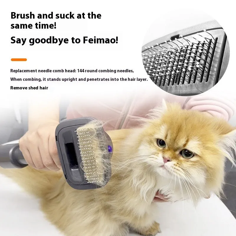 Pet hair suction head grooming kit with comb attachments and shaver for dogs and cats, five suit options, manual control