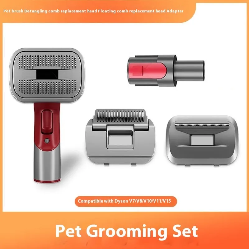 Pet hair suction head grooming kit with comb attachments and shaver for dogs and cats, five suit options, manual control