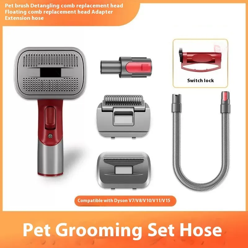 Pet hair suction head grooming kit with comb attachments and shaver for dogs and cats, five suit options, manual control