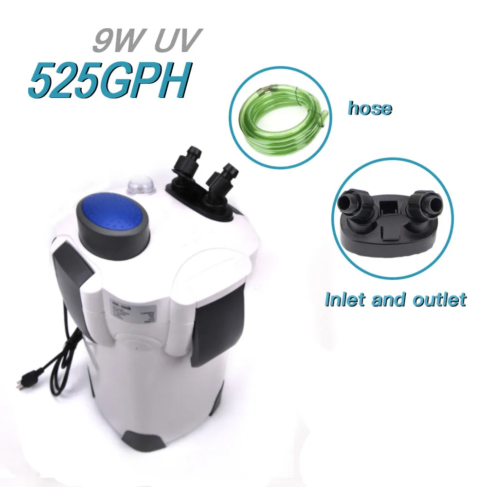 External canister filter HW-304B with UV lamp for aquarium up to 200 gallons, plastic and metal construction
