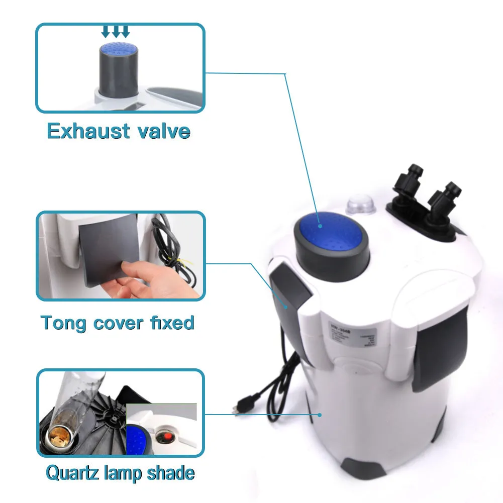 External canister filter HW-304B with UV lamp for aquarium up to 200 gallons, plastic and metal construction