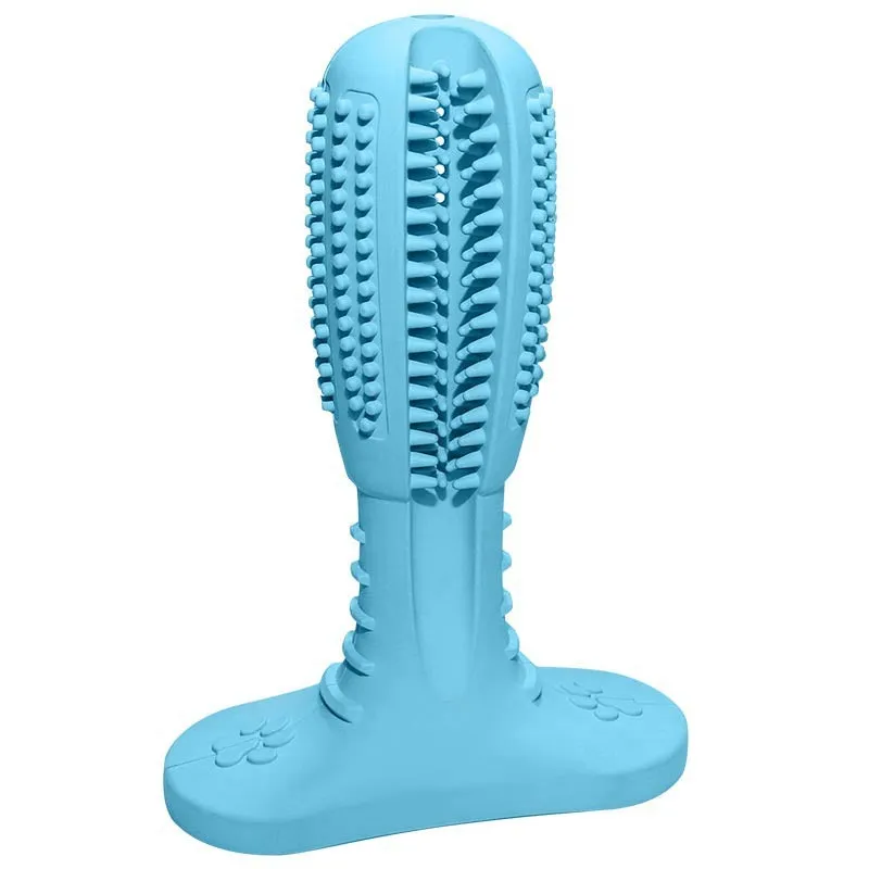 Dog toothbrush bite resistant molar toy rubber chew stick in blue colour