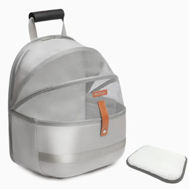 Cat carrier backpack in grey canvas with front opening for pets up to 15 kg