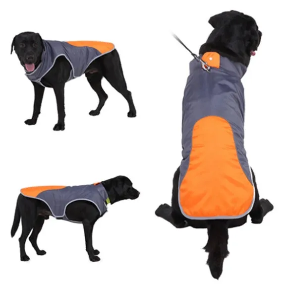 Pet reflective jacket in Orange grey with reflective strips, polyester dog vest for outdoor walking safety