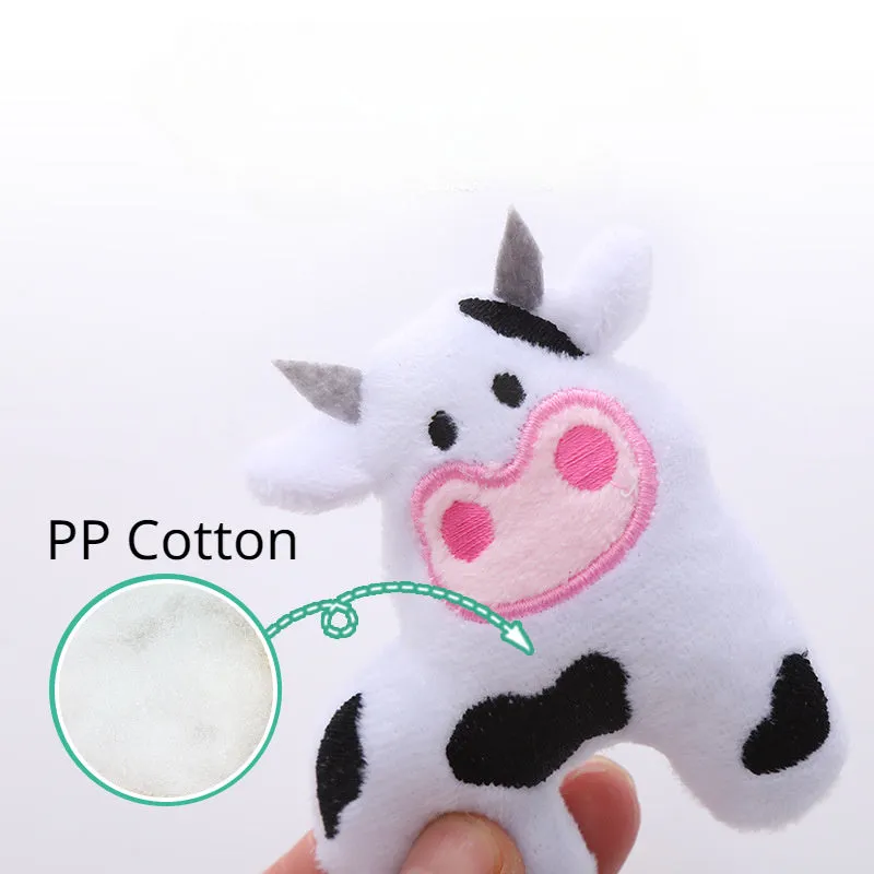 Plush cat toy in cow, crocodile or parrot shape with catnip filling for interactive play