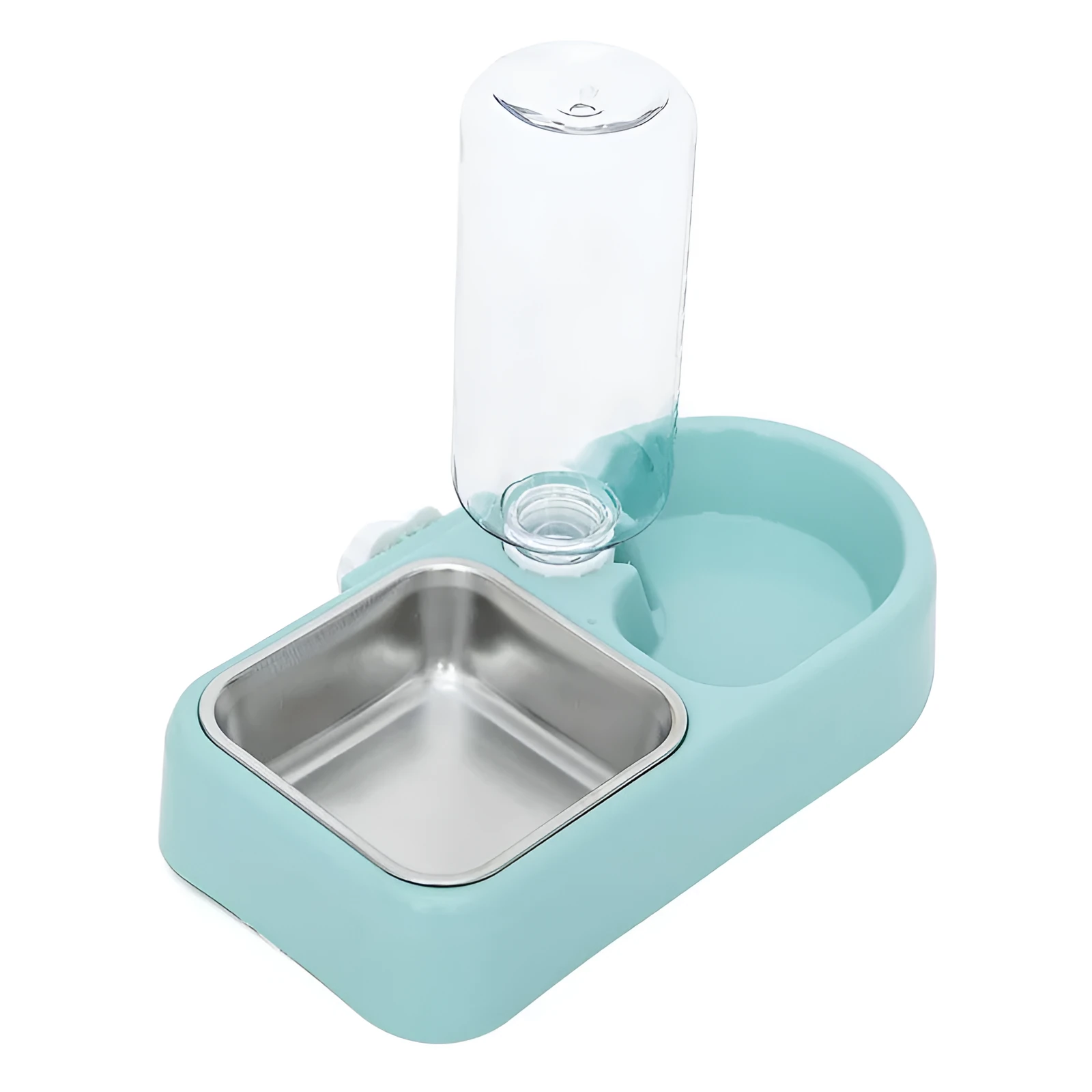 Blue cat drinking fountain with automatic water outlet and adjustable screw rotation design on floor
