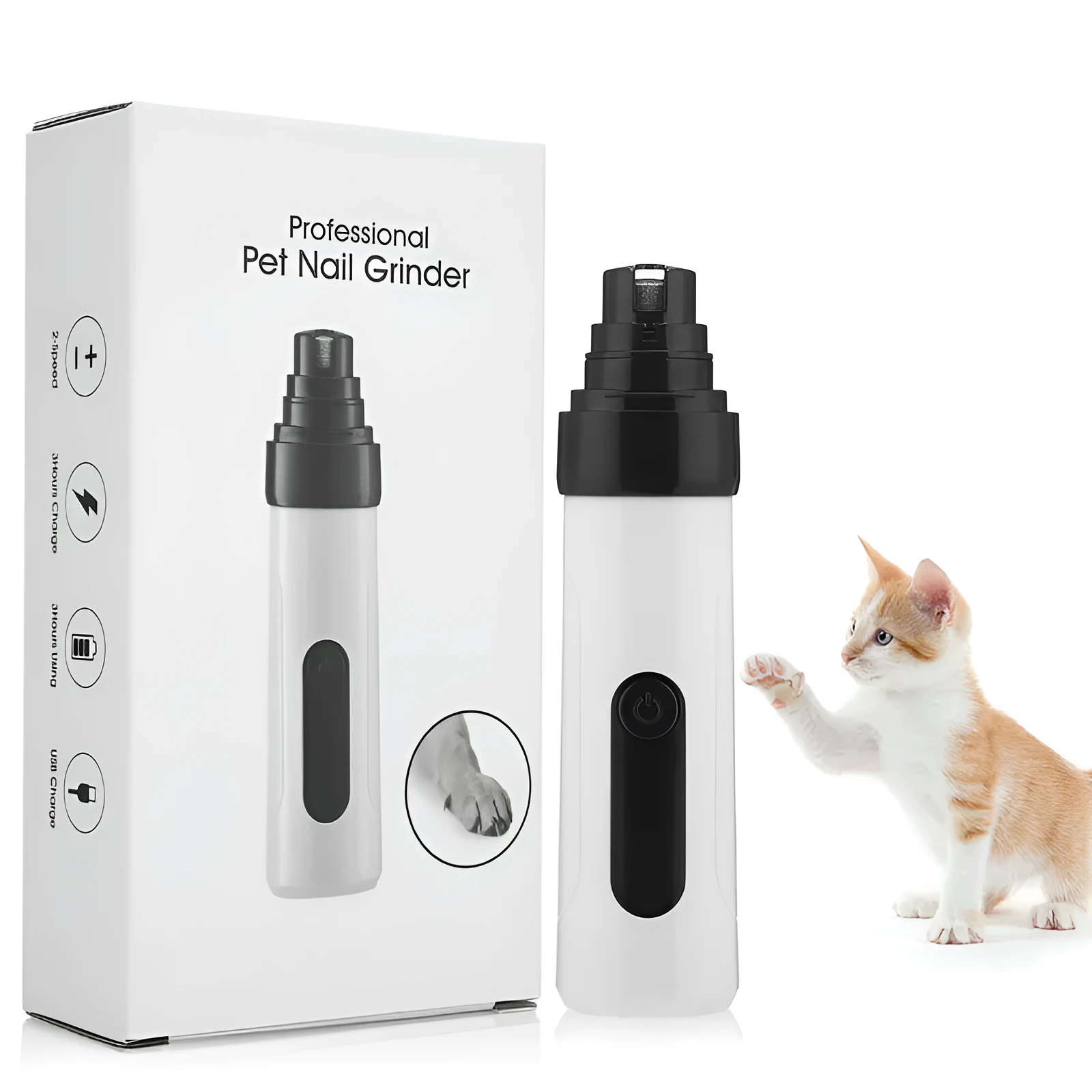 Second Gear Pet Nail Sharpener in white colour with ergonomic design and adjustable speed settings