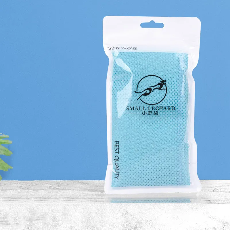 Blue cat bath bag for washing and grooming with secure restraint design