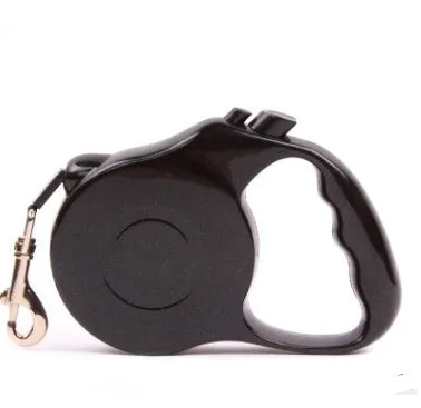 Automatic telescopic dog traction rope retractable lead in black for walking