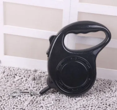 Automatic telescopic dog traction rope retractable lead in black for walking