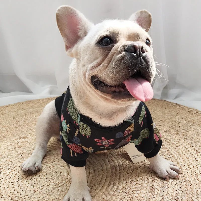 Cotton casual bipod clothing for cats and dogs in black, purple, and yellow, sizes S to 4XL matching parent-child outfits