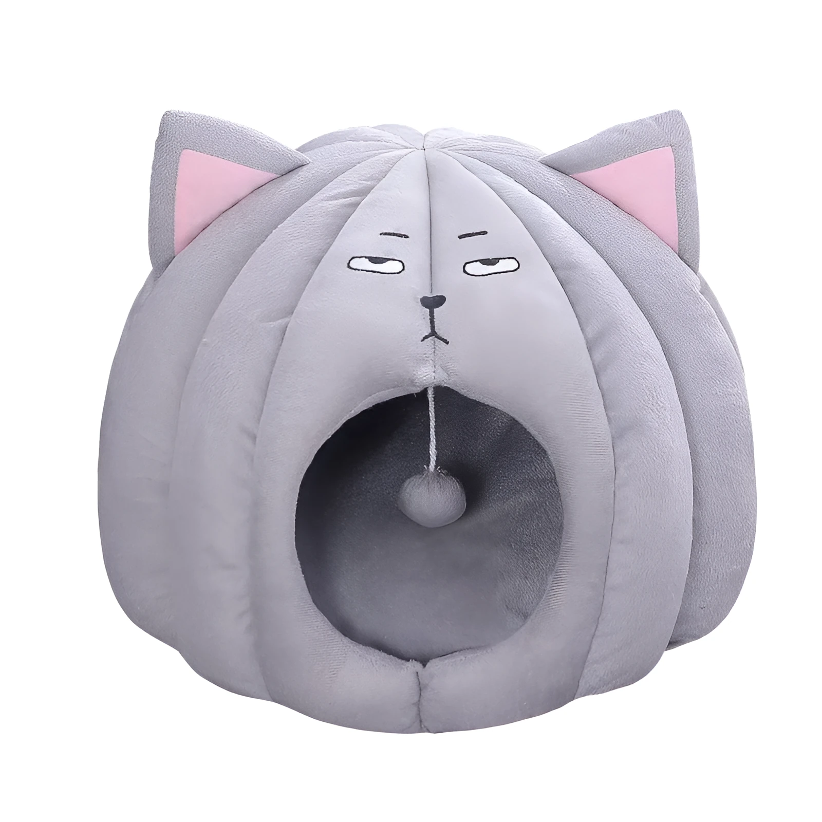 Enclosed cat litter box with short plush lining, PP cotton filling, in Bear colour, size M.