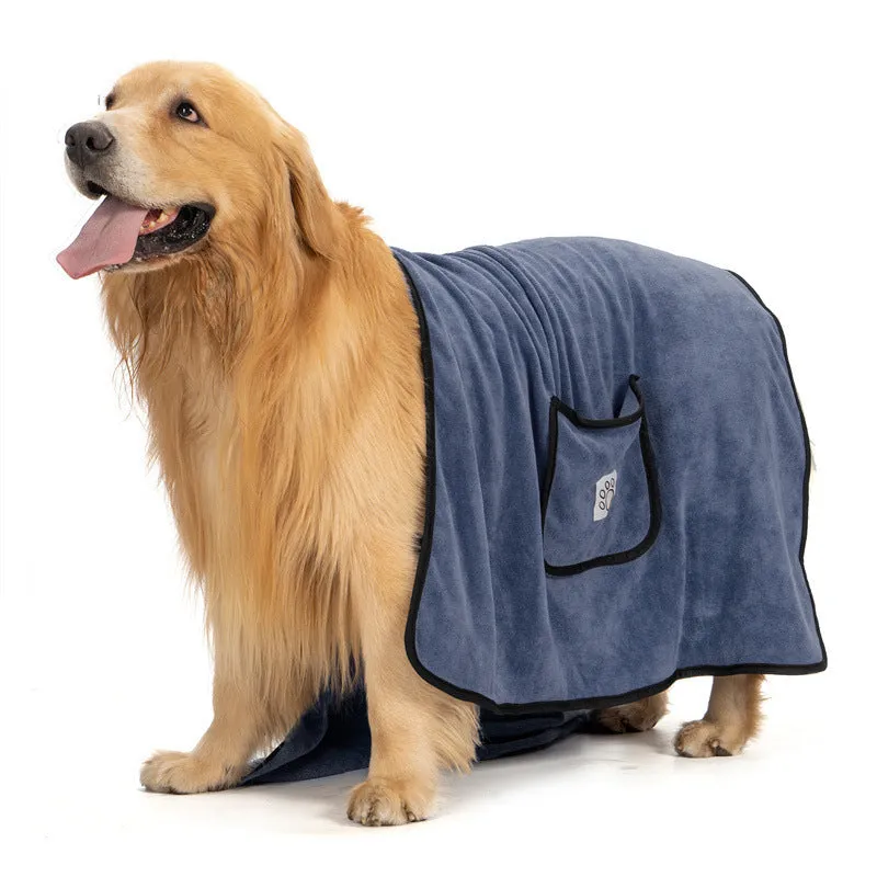 Super water-absorbing quick-drying dog bath towel 130x70cm in blue fibre material