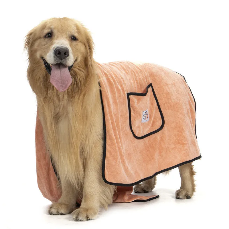 Super water-absorbing quick-drying dog bath towel 130x70cm in blue fibre material