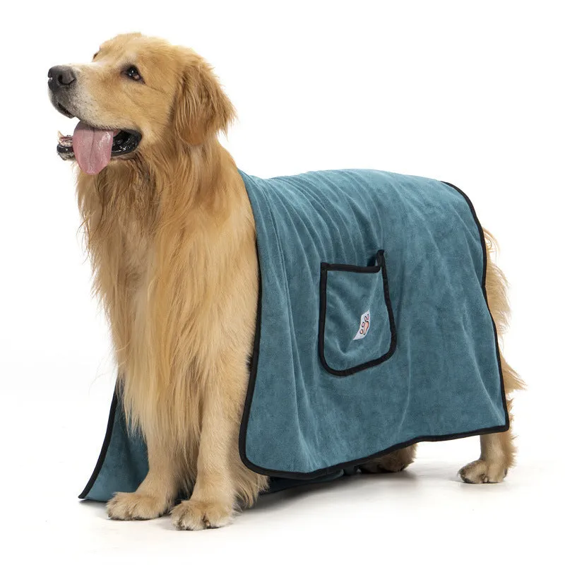 Super water-absorbing quick-drying dog bath towel 130x70cm in blue fibre material