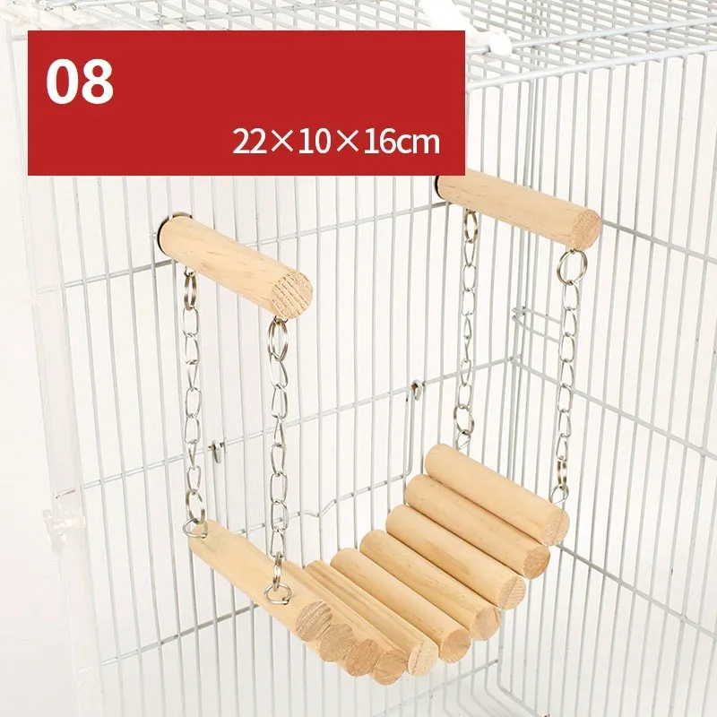Hamster natural wooden fence landscaping platform swing toy with climbing surface, 12 style options