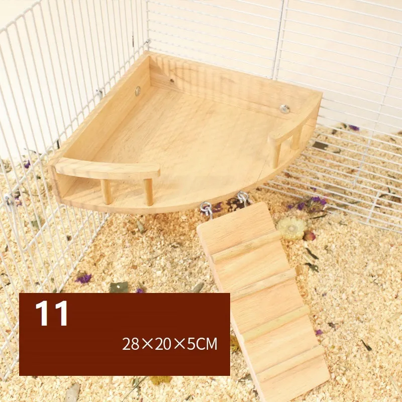 Hamster natural wooden fence landscaping platform swing toy with climbing surface, 12 style options