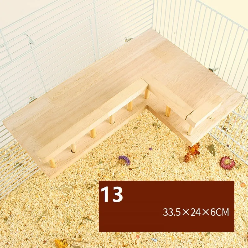 Hamster natural wooden fence landscaping platform swing toy with climbing surface, 12 style options