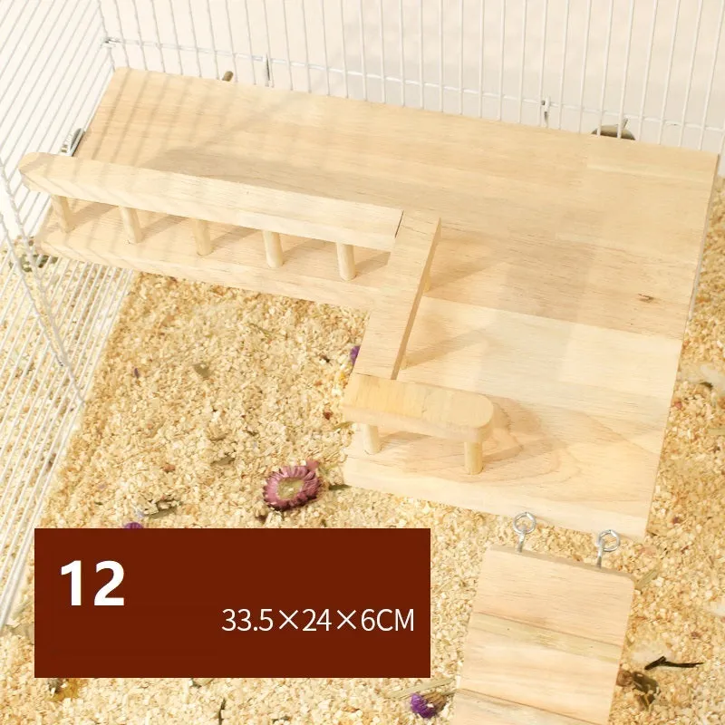 Hamster natural wooden fence landscaping platform swing toy with climbing surface, 12 style options