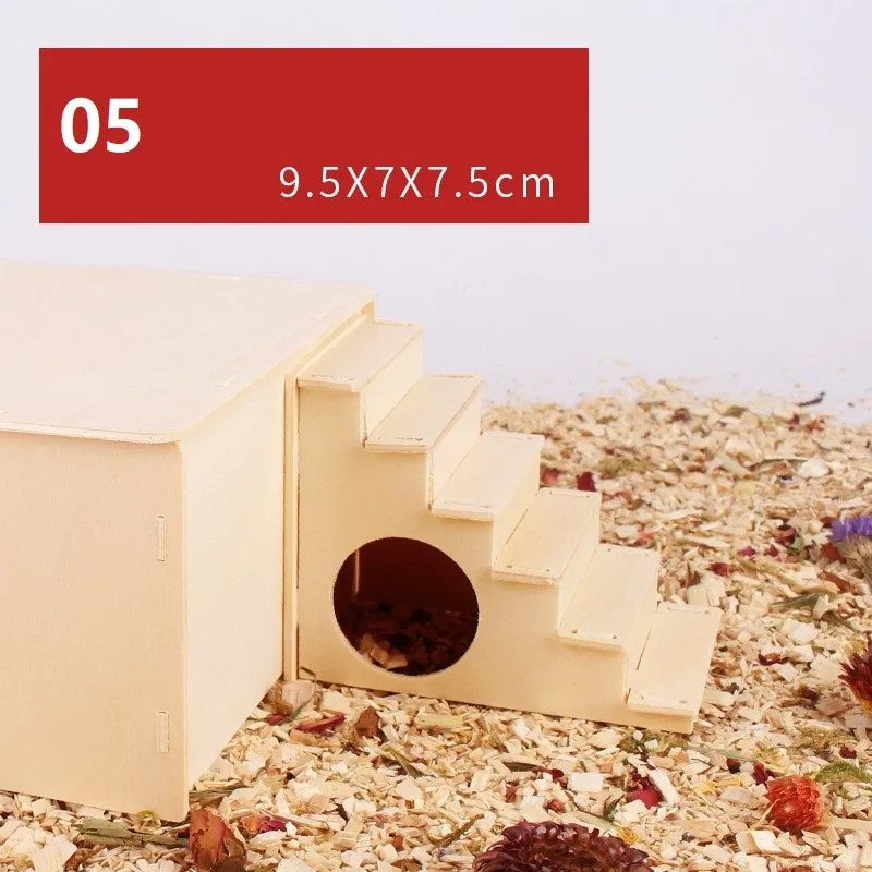 Hamster natural wooden fence landscaping platform swing toy with climbing surface, 12 style options