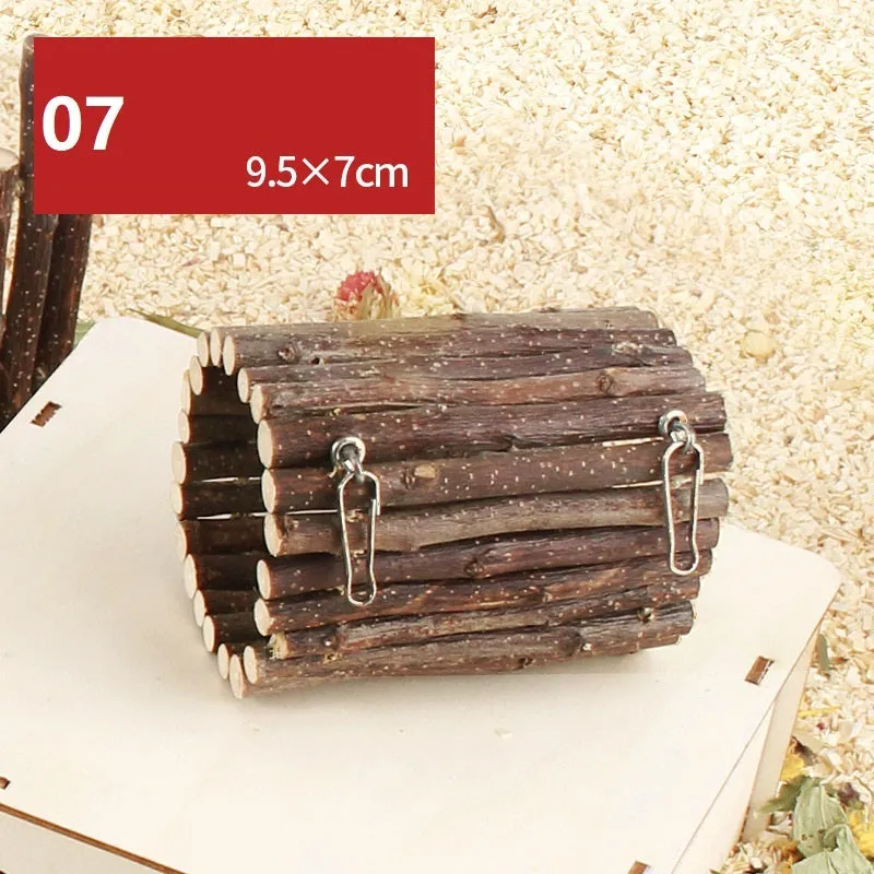 Hamster natural wooden fence landscaping platform swing toy with climbing surface, 12 style options