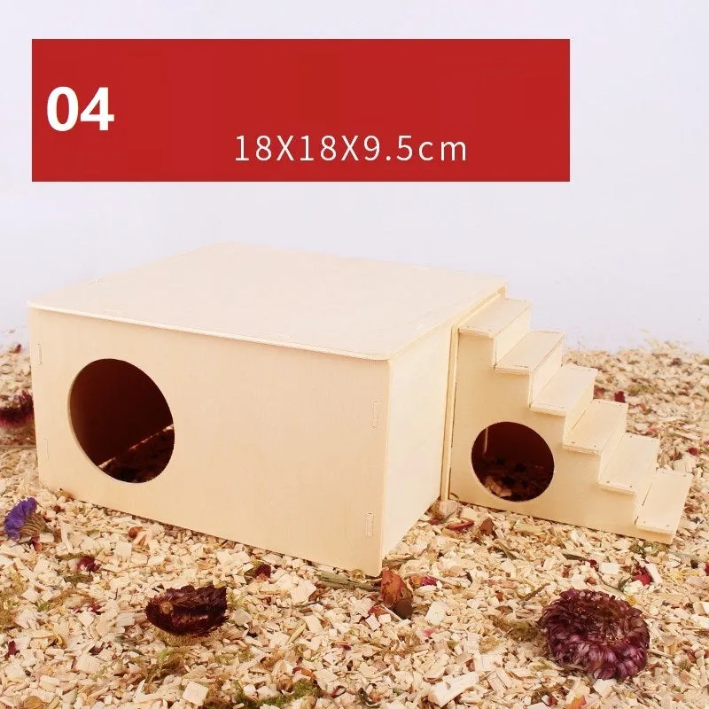 Hamster natural wooden fence landscaping platform swing toy with climbing surface, 12 style options
