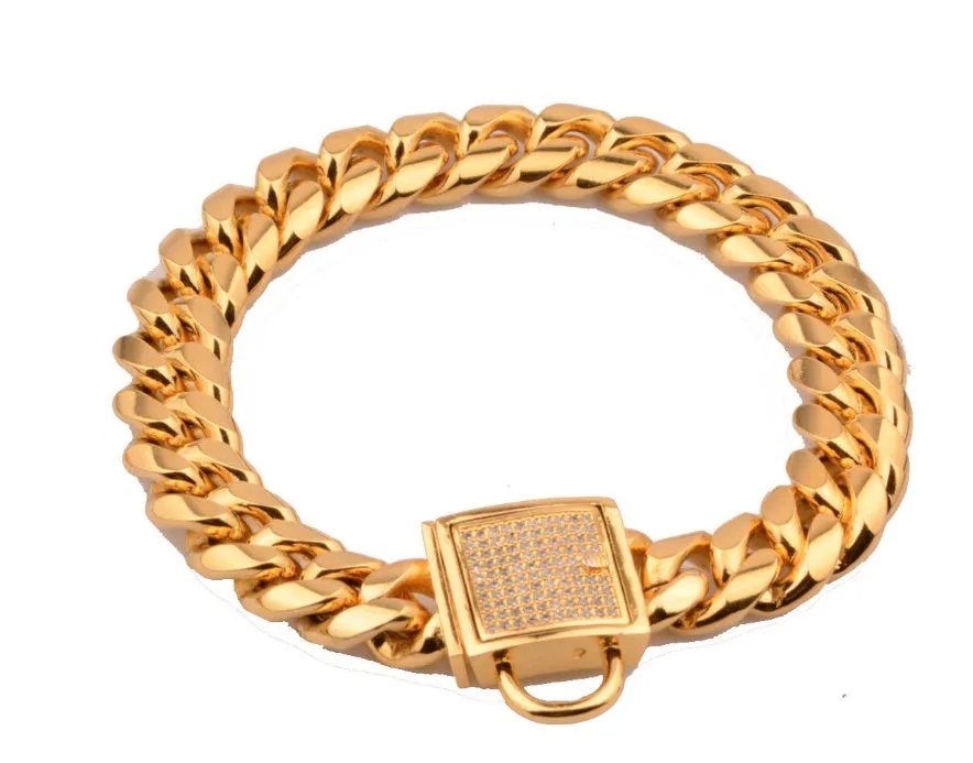 Gold stainless steel encryption chain necklace 30mm width heavy link men jewellery