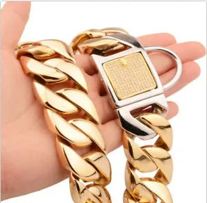 Gold stainless steel encryption chain necklace 30mm width heavy link men jewellery