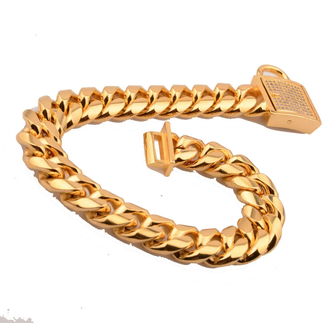 Gold stainless steel encryption chain necklace 30mm width heavy link men jewellery