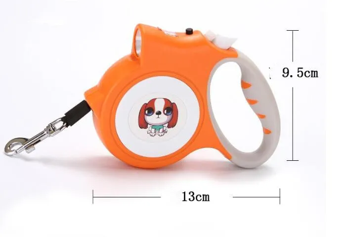 Automatic retractable dog lead with light in ABS material 5 metres long in blue