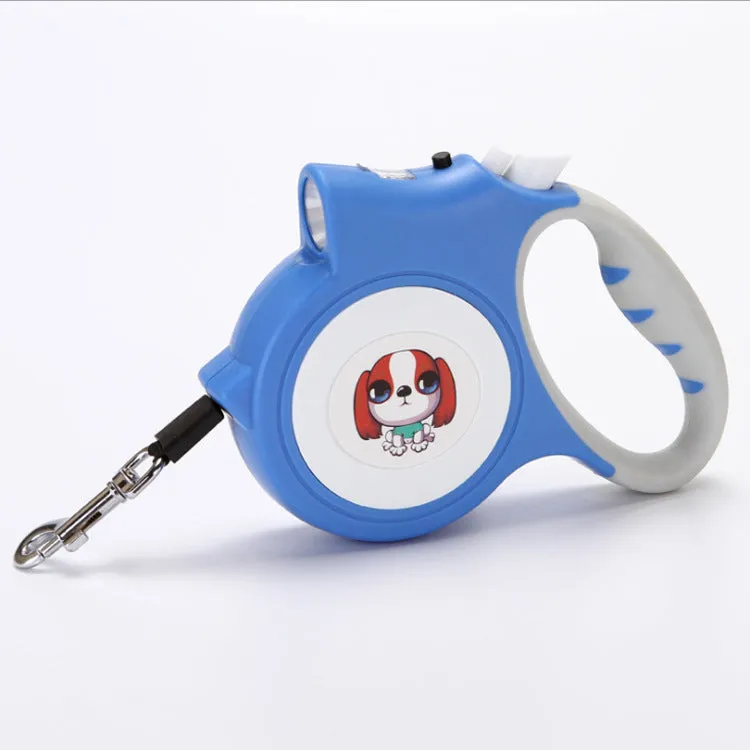 Automatic retractable dog lead with light in ABS material 5 metres long in blue