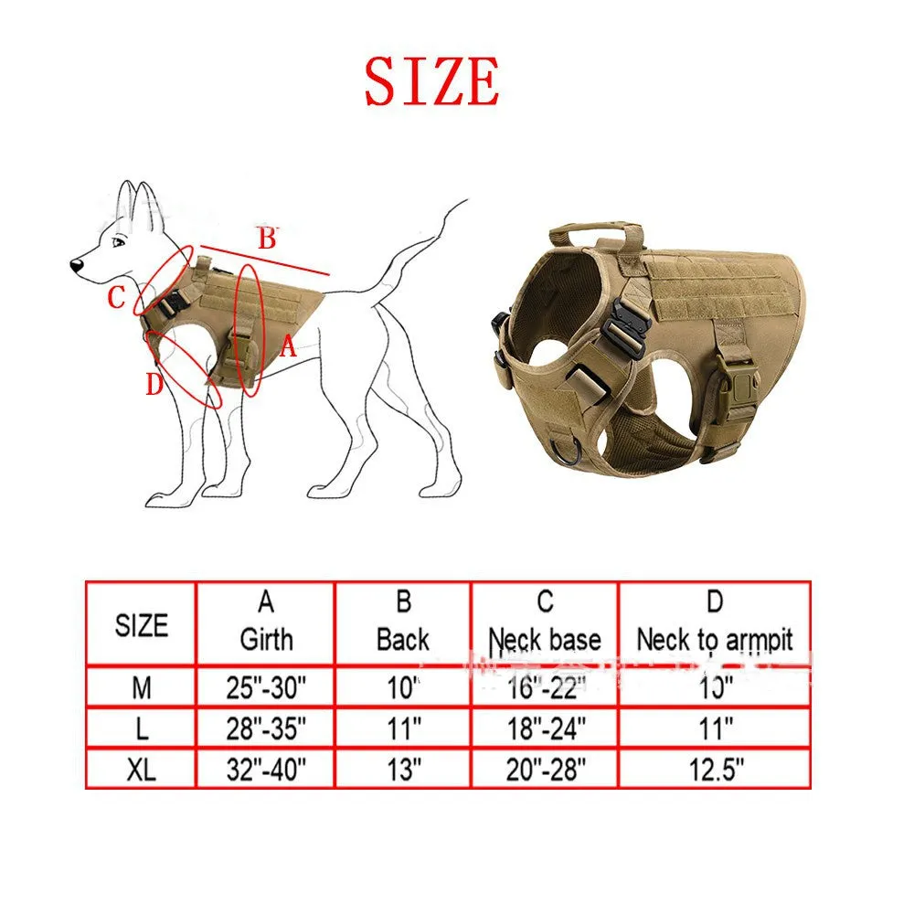 Nylon tactical pet vest with quick release metal buckles and thickened handle in army green colour