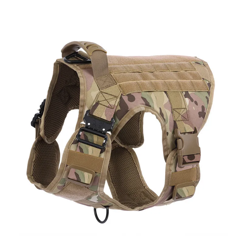 Nylon tactical pet vest with quick release metal buckles and thickened handle in army green colour
