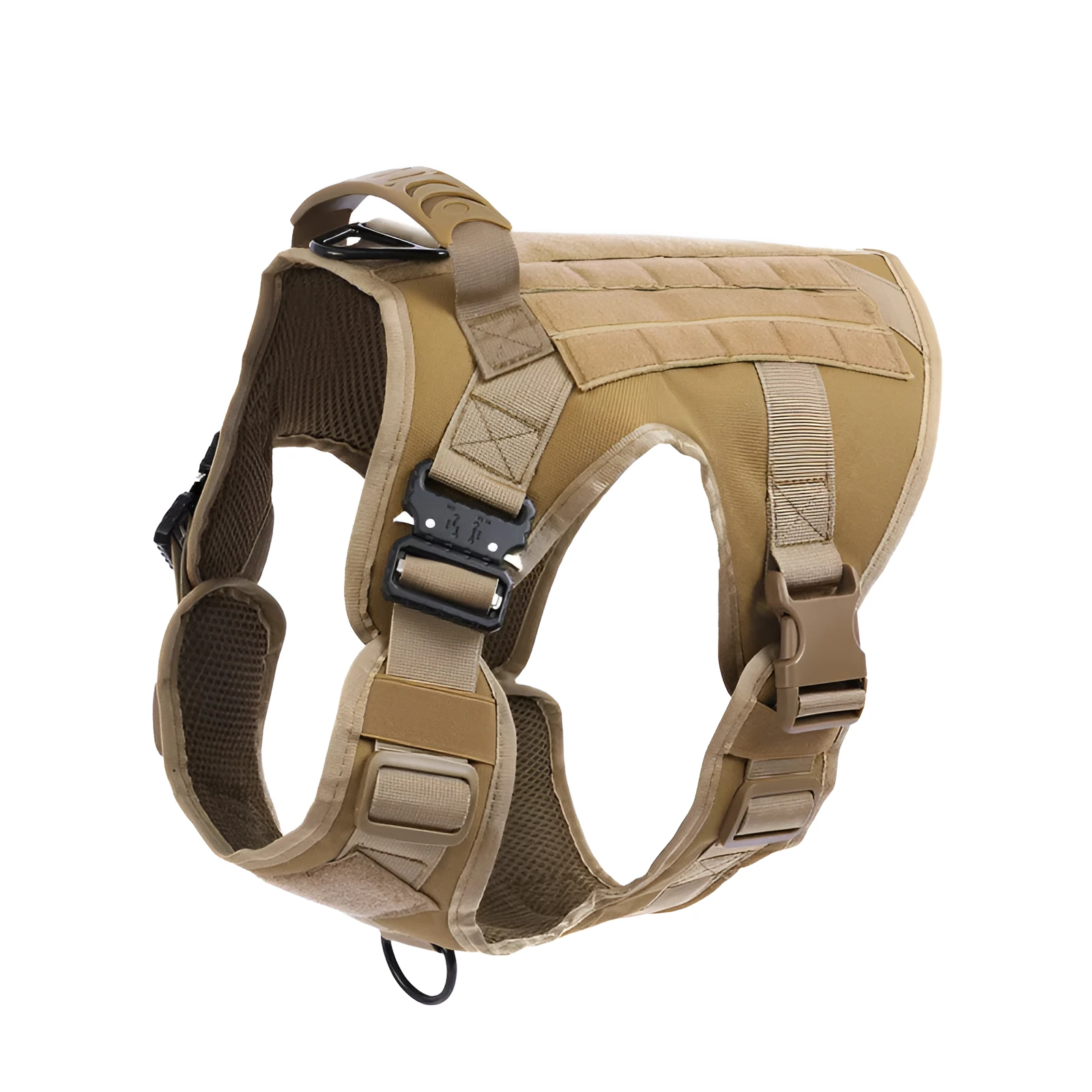 Nylon tactical pet vest with quick release metal buckles and thickened handle in army green colour
