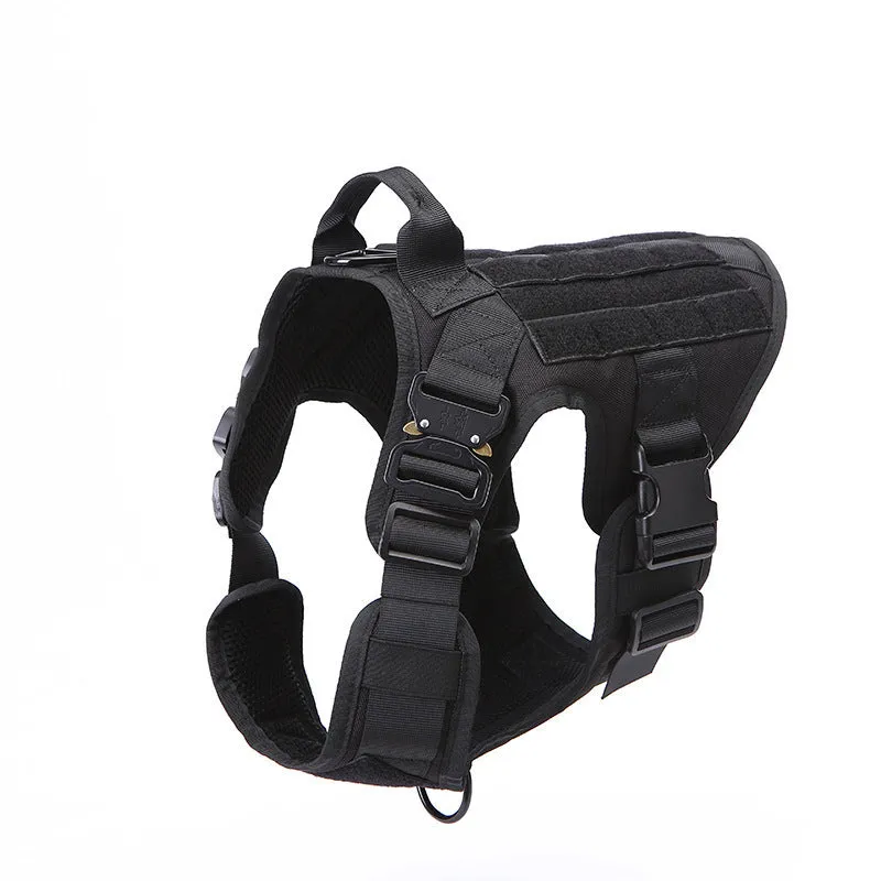 Nylon tactical pet vest with quick release metal buckles and thickened handle in army green colour