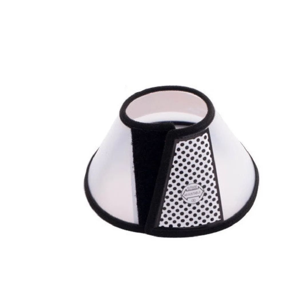 Transparent PP plastic pet cleaning ring with Velcro closure in size 5 for neck 23-27cm depth 12.5cm