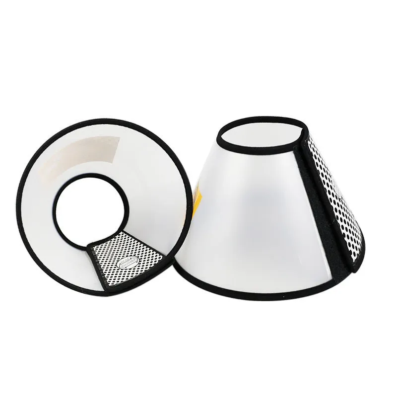 Transparent PP plastic pet cleaning ring with Velcro closure in size 5 for neck 23-27cm depth 12.5cm
