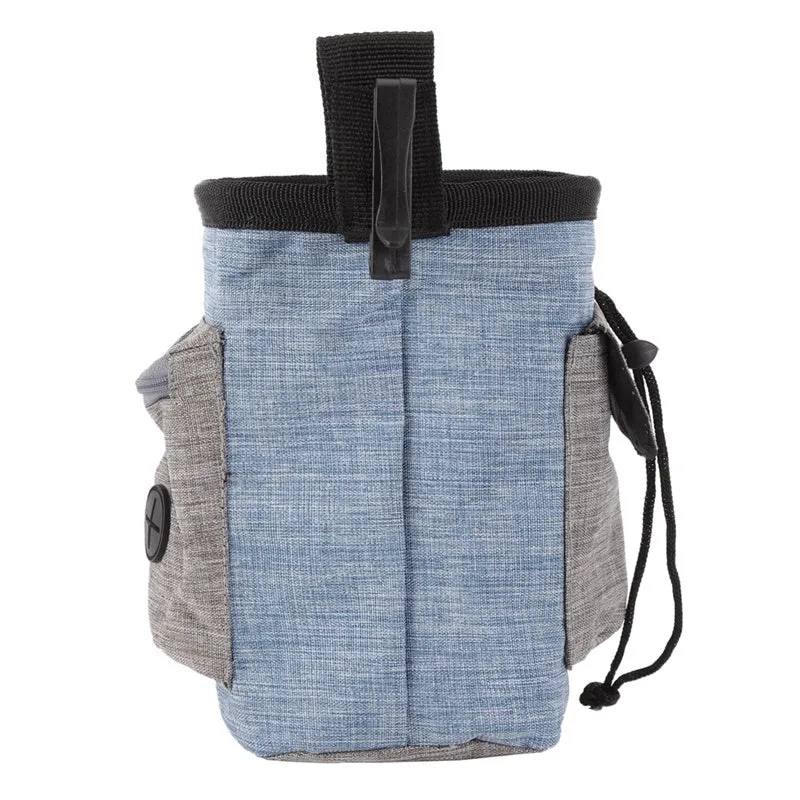 Compact pet belt bag in water blue with oxford fabric finish and clip-on belt loop, 17 x 13 cm size