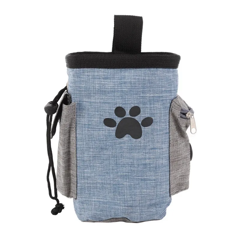 Compact pet belt bag in water blue with oxford fabric finish and clip-on belt loop, 17 x 13 cm size