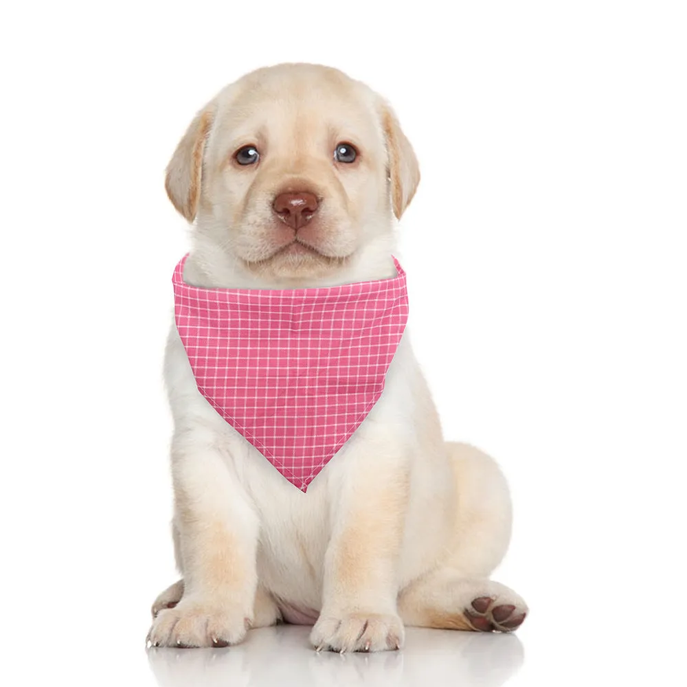 Plaid cotton triangle scarf for dogs and cats in pure cotton with check print and tie closure
