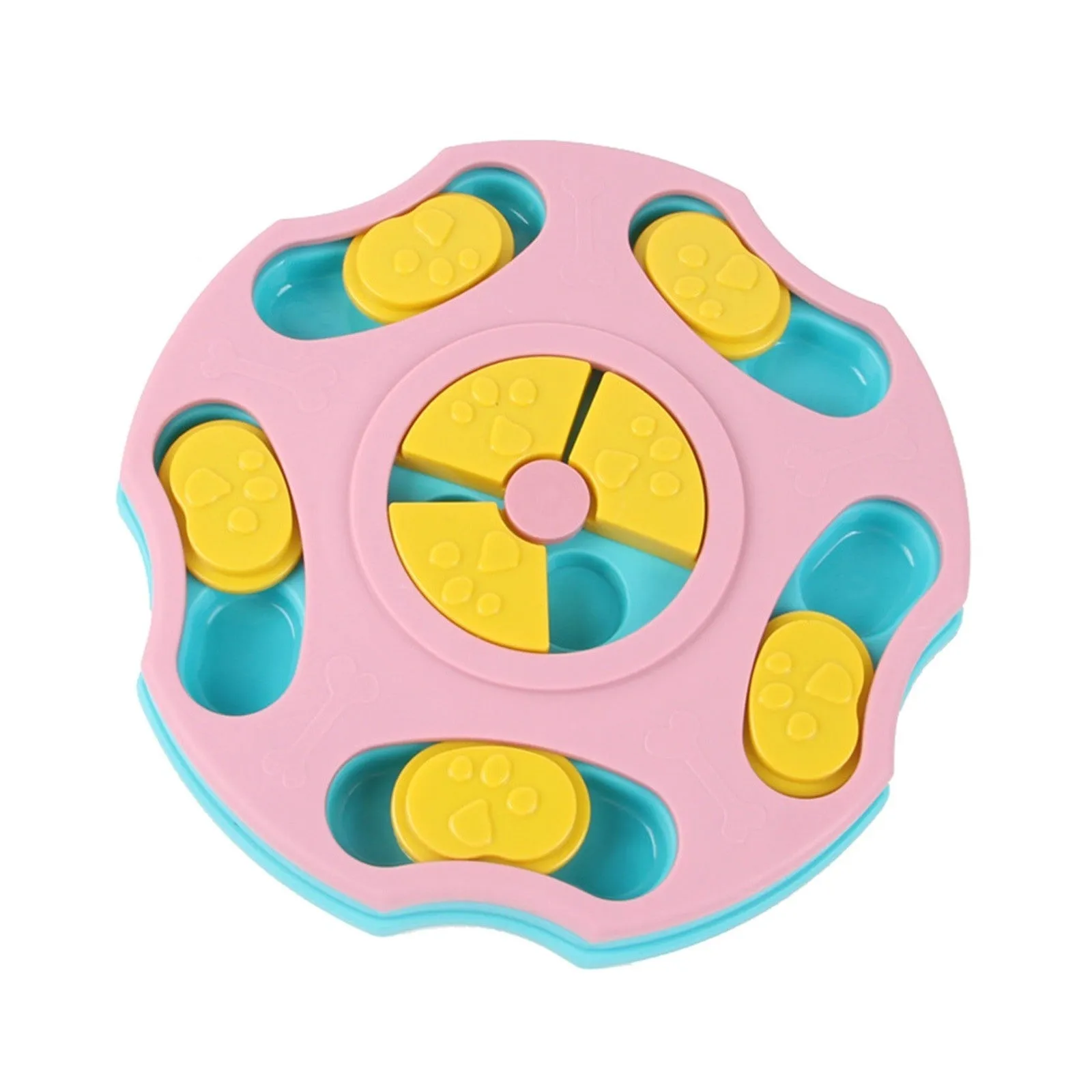 Blue interactive dog puzzle feeder toy for aggressive chewers with treat-dispensing design