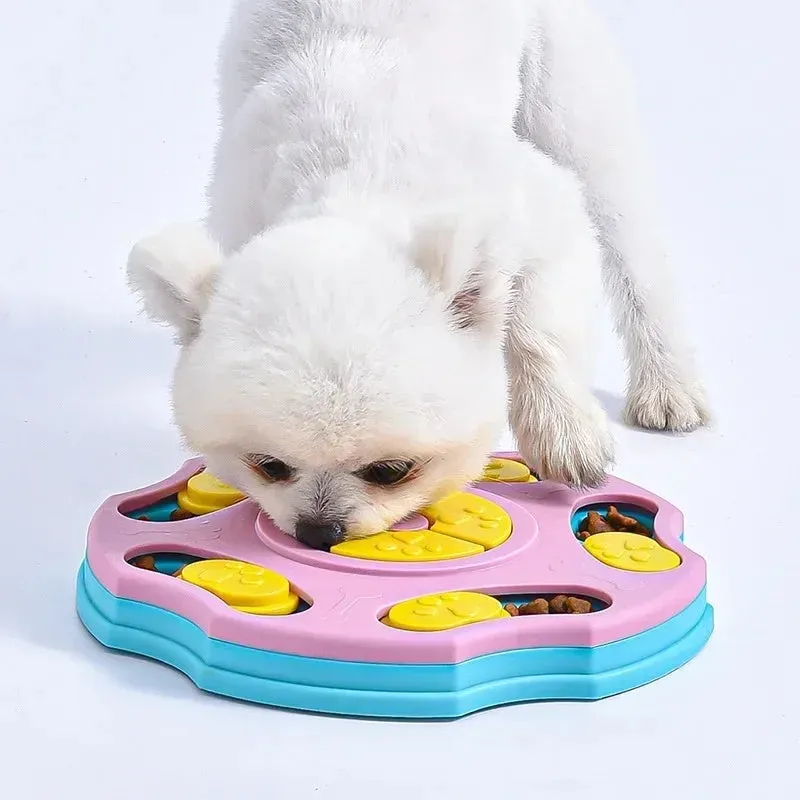 Blue interactive dog puzzle feeder toy for aggressive chewers with treat-dispensing design