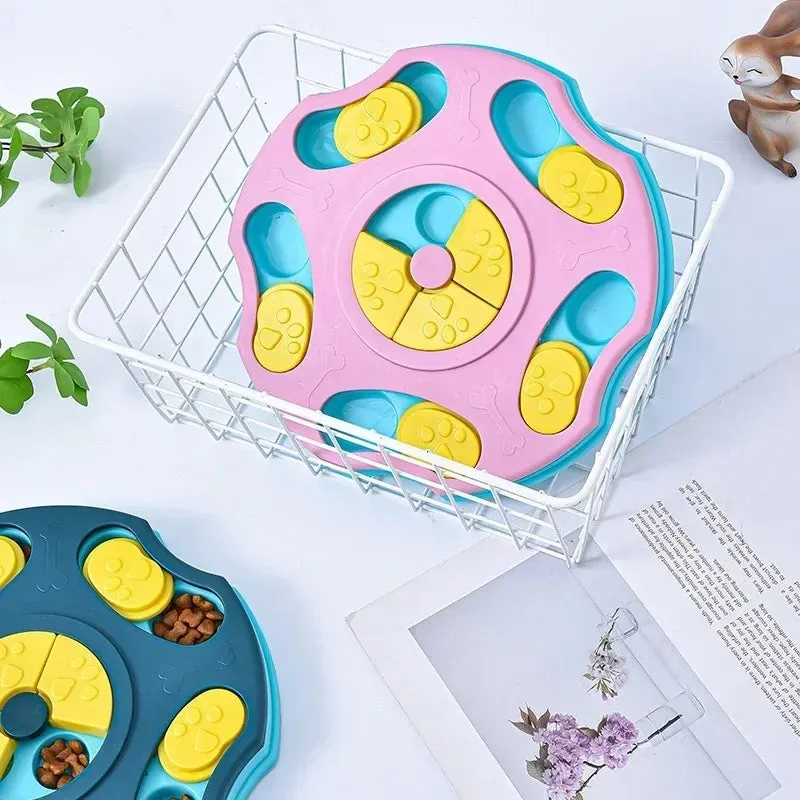 Blue interactive dog puzzle feeder toy for aggressive chewers with treat-dispensing design