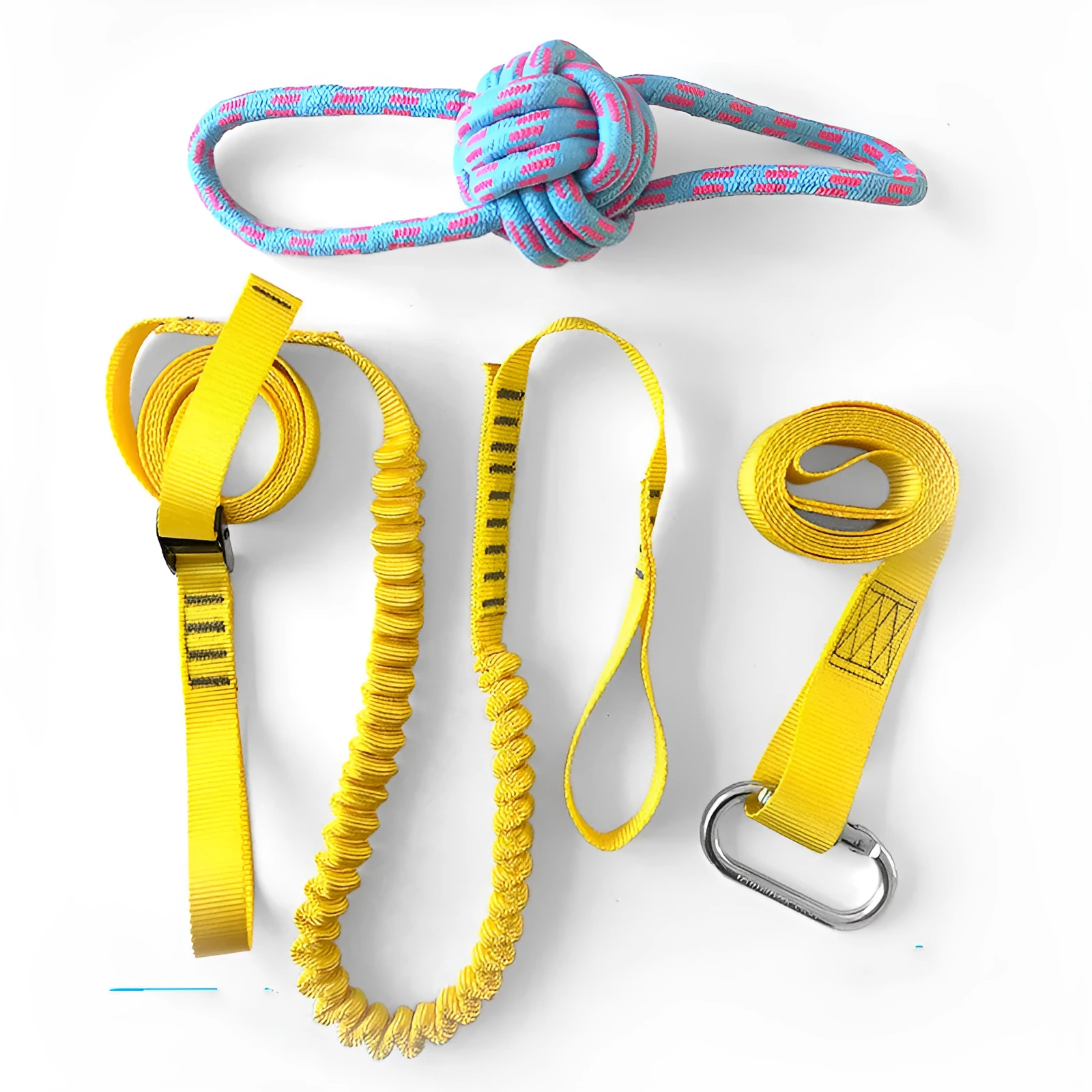 Black and yellow polyester dog training belt set for obedience sessions