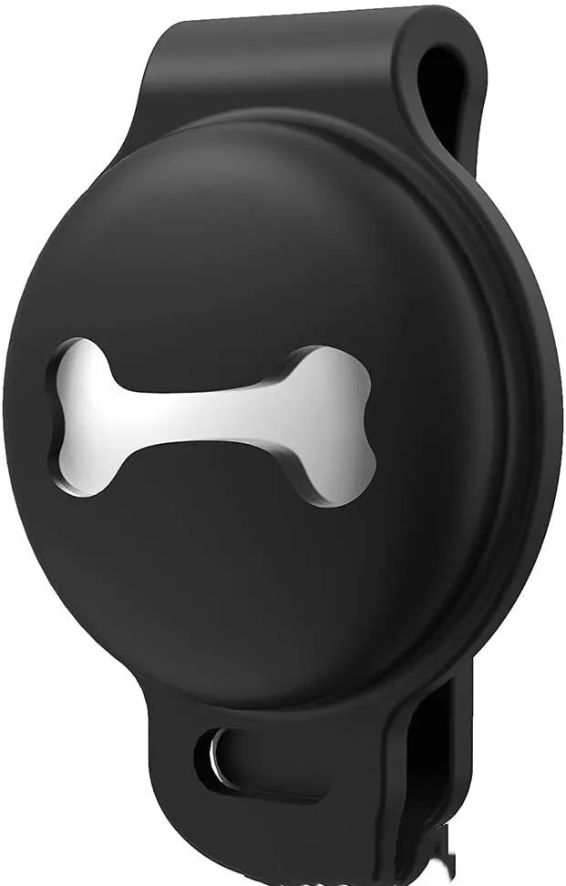 Pet tracker silicone protective case in simple border style, available in black, grey, pink, and sky blue colours