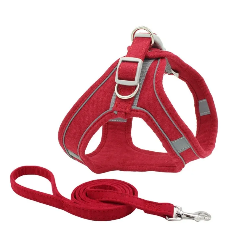 Suede reflective pet chest harness vest in green on a black background, showing adjustable straps and draw rope