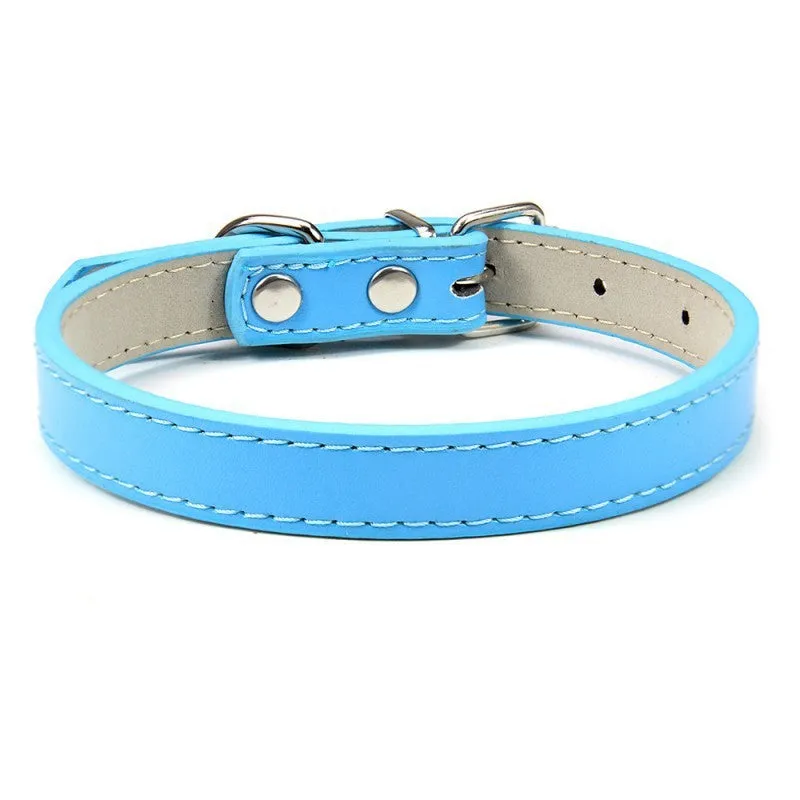 Pet PU leather collar in beige Napa pattern with wire buckle, available in multiple colours and sizes XXS to XL